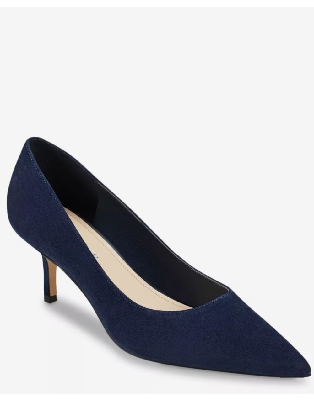 Marc Fisher "Alola" Navy Pointed-Toe Suede Kitten Heel Pump